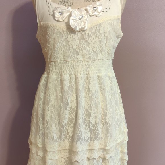 Forla Paris White Lace Tiered Boutique Dress Size Large NWT Anthropologie - Picture 1 of 8